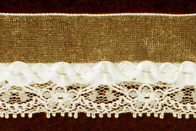 1 1/2" Delicate Ivory Organza & Lace Trim