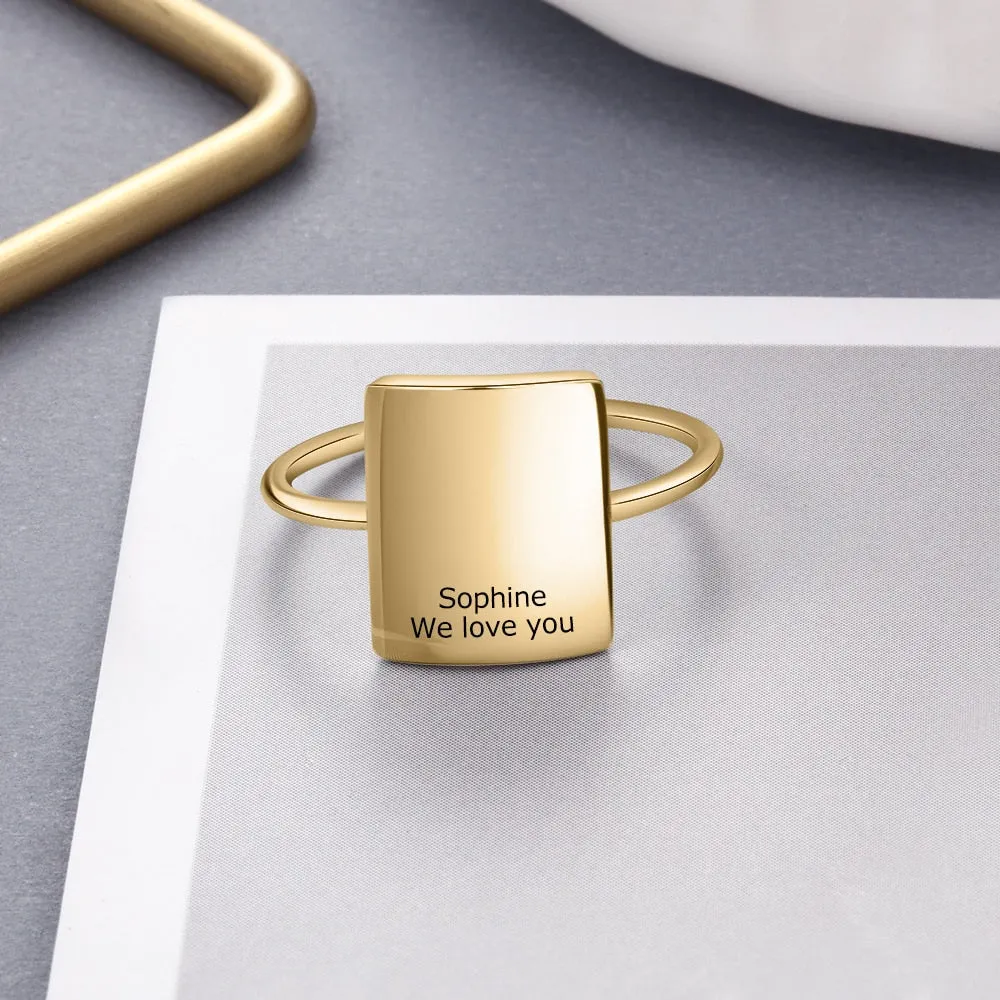 10mm Personalized Minimalist Stainless Steel Women's Ring (2 Colors)