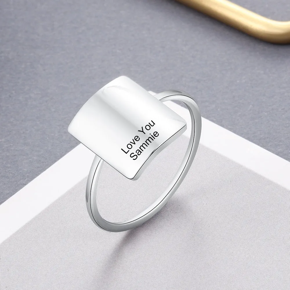 10mm Personalized Minimalist Stainless Steel Women's Ring (2 Colors)