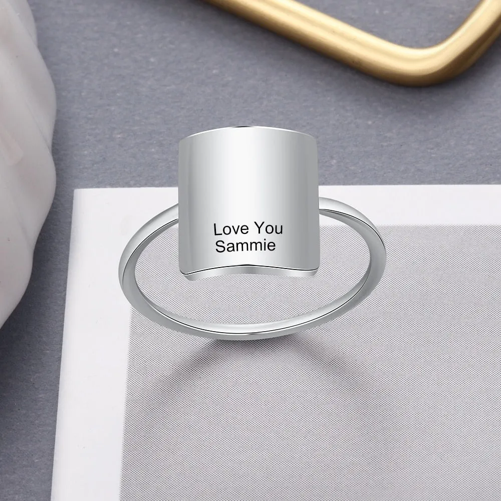 10mm Personalized Minimalist Stainless Steel Women's Ring (2 Colors)