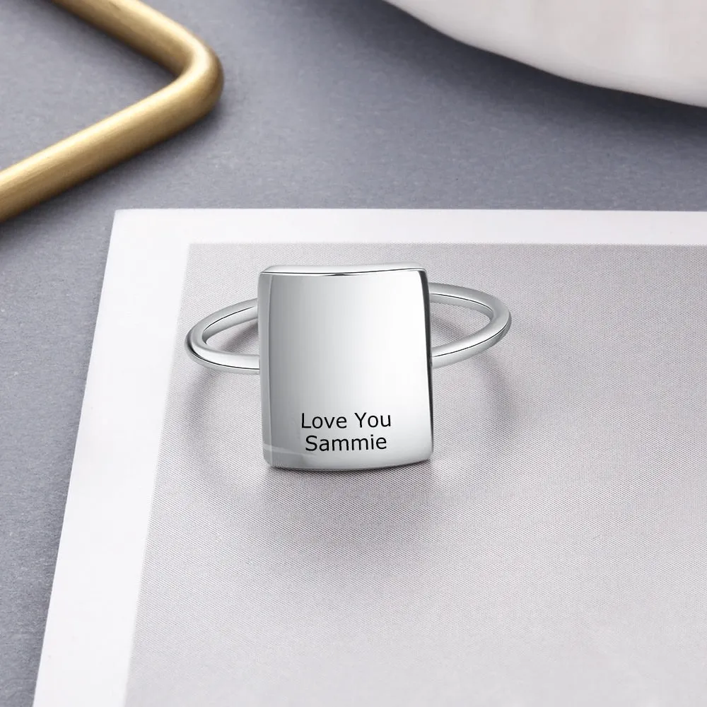10mm Personalized Minimalist Stainless Steel Women's Ring (2 Colors)