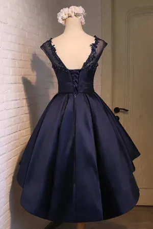 2024 Asymmetrical Scoop Cocktail Dresses A Line Satin With Applique