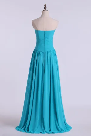 2024 Prom Dresses A Line Floor Length Sweetheart Chiffon With Ruffles