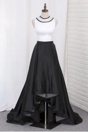 2024 Prom Dresses Asymmetrical Scoop A Line Satin With Beading