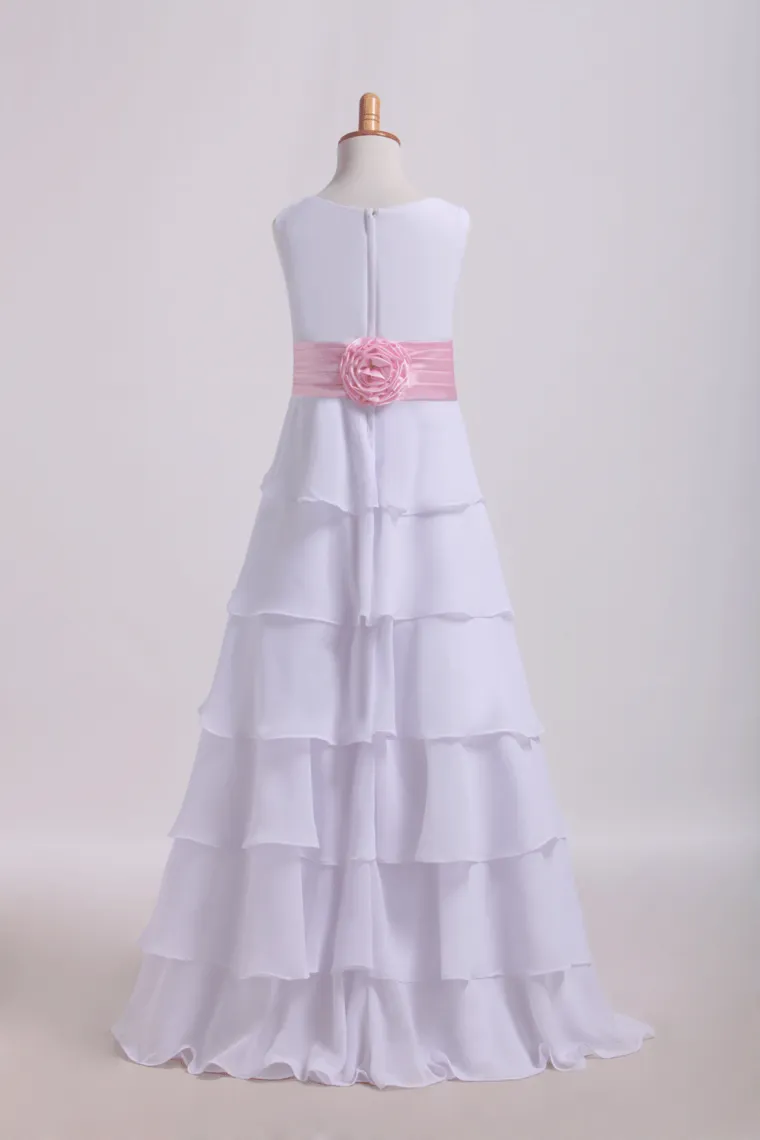 2024 Scoop Flower Girl Dresses A Line Floor Length Chiffon