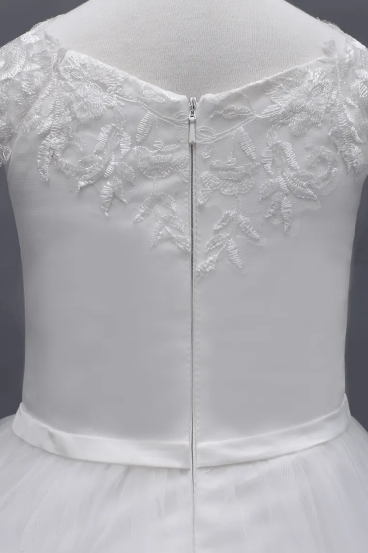 2024 Scoop Flower Girl Dresses A Line Tea Length Tulle