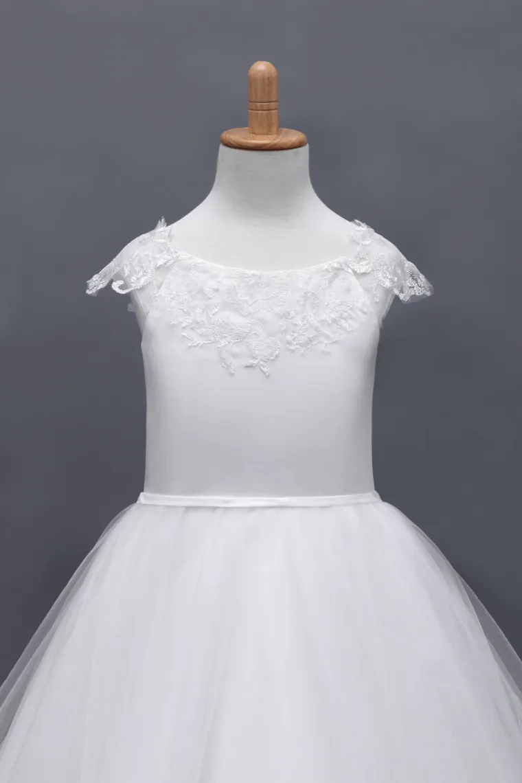 2024 Scoop Flower Girl Dresses A Line Tea Length Tulle