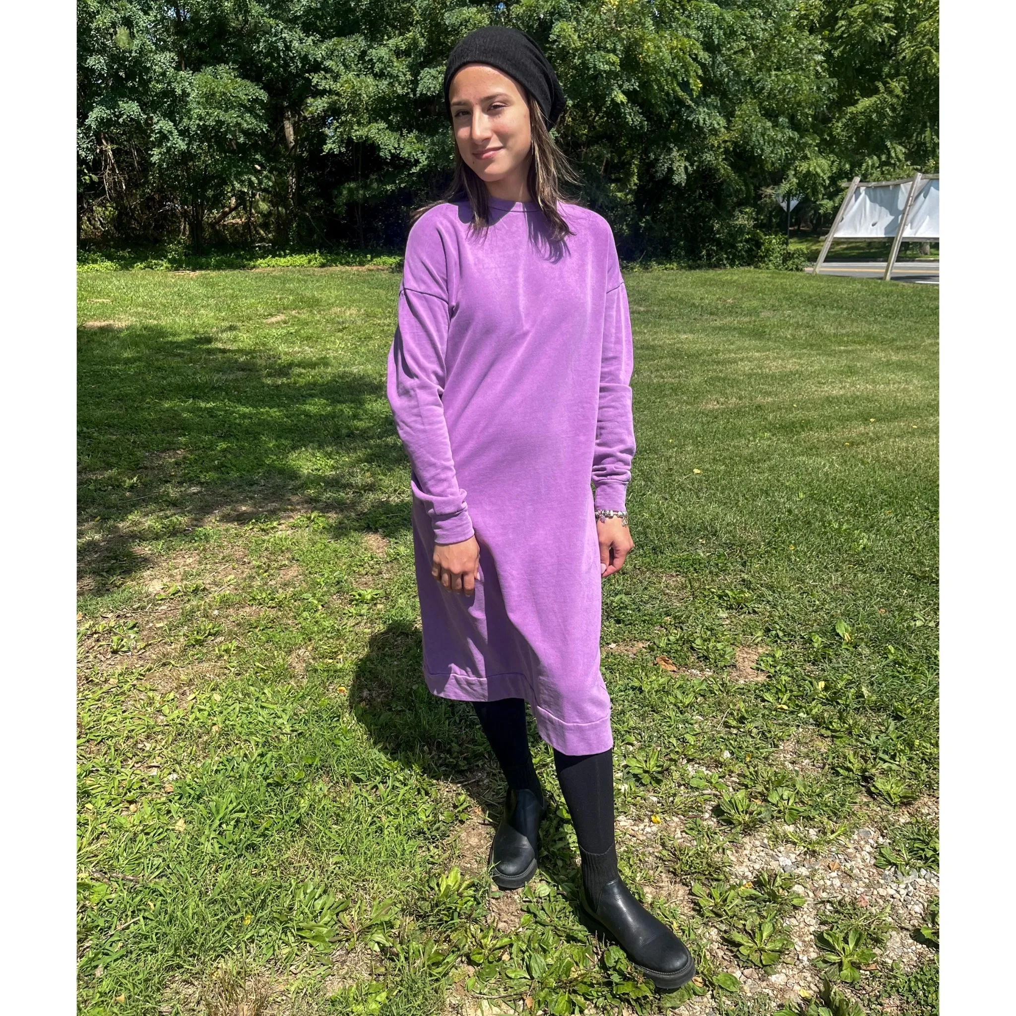 Acid Wash Sweatshirt Dress Purple