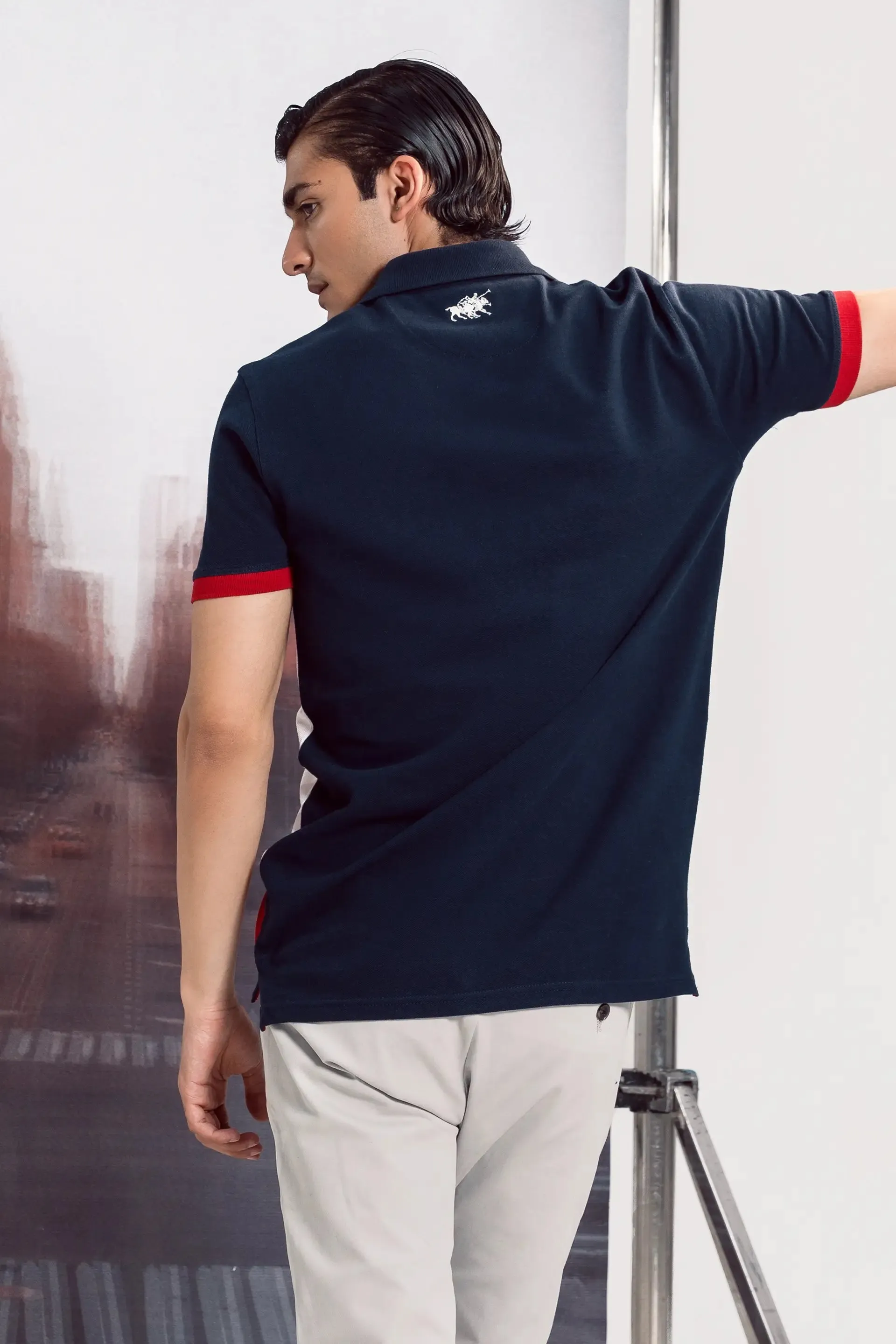 Applique Digit Color Block Polo