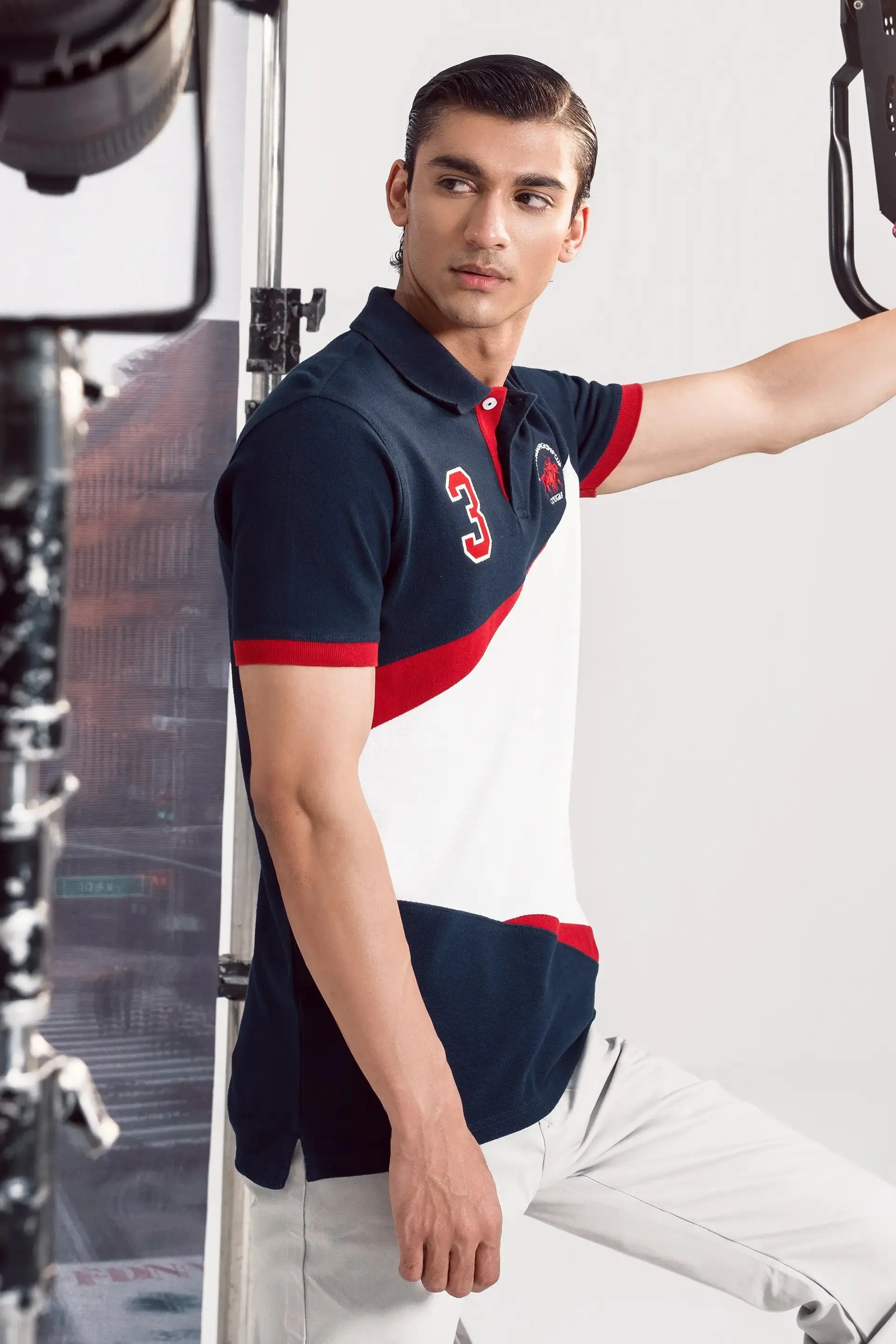 Applique Digit Color Block Polo