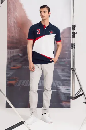 Applique Digit Color Block Polo