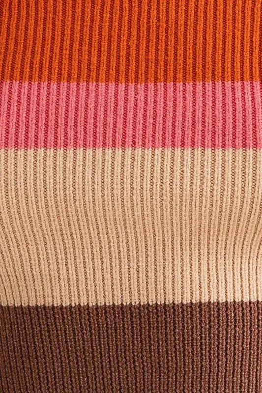 April Long Sleeve Color Block Stripe Knit Top