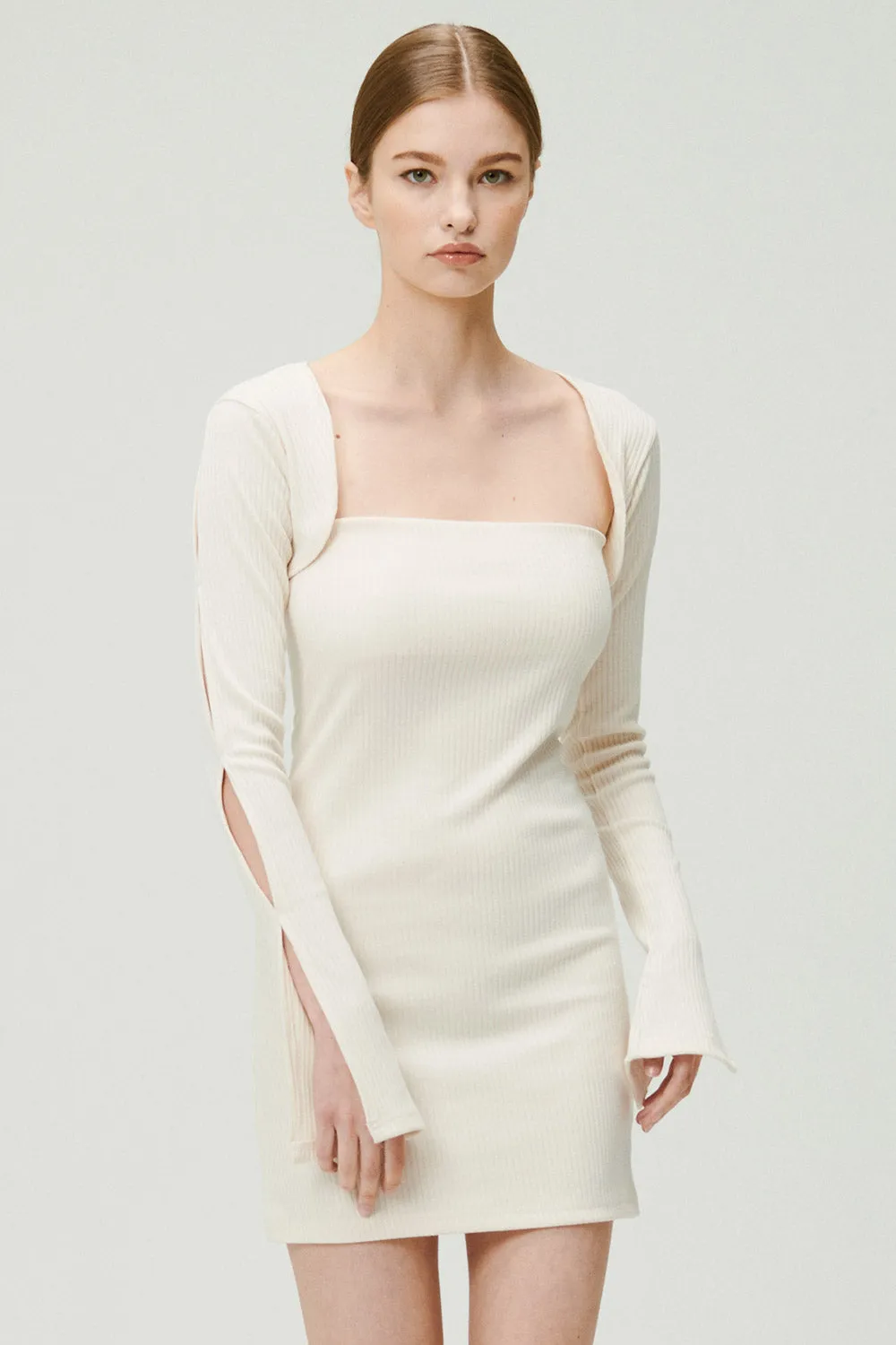 Ayn Square Neck Ribbed Dress