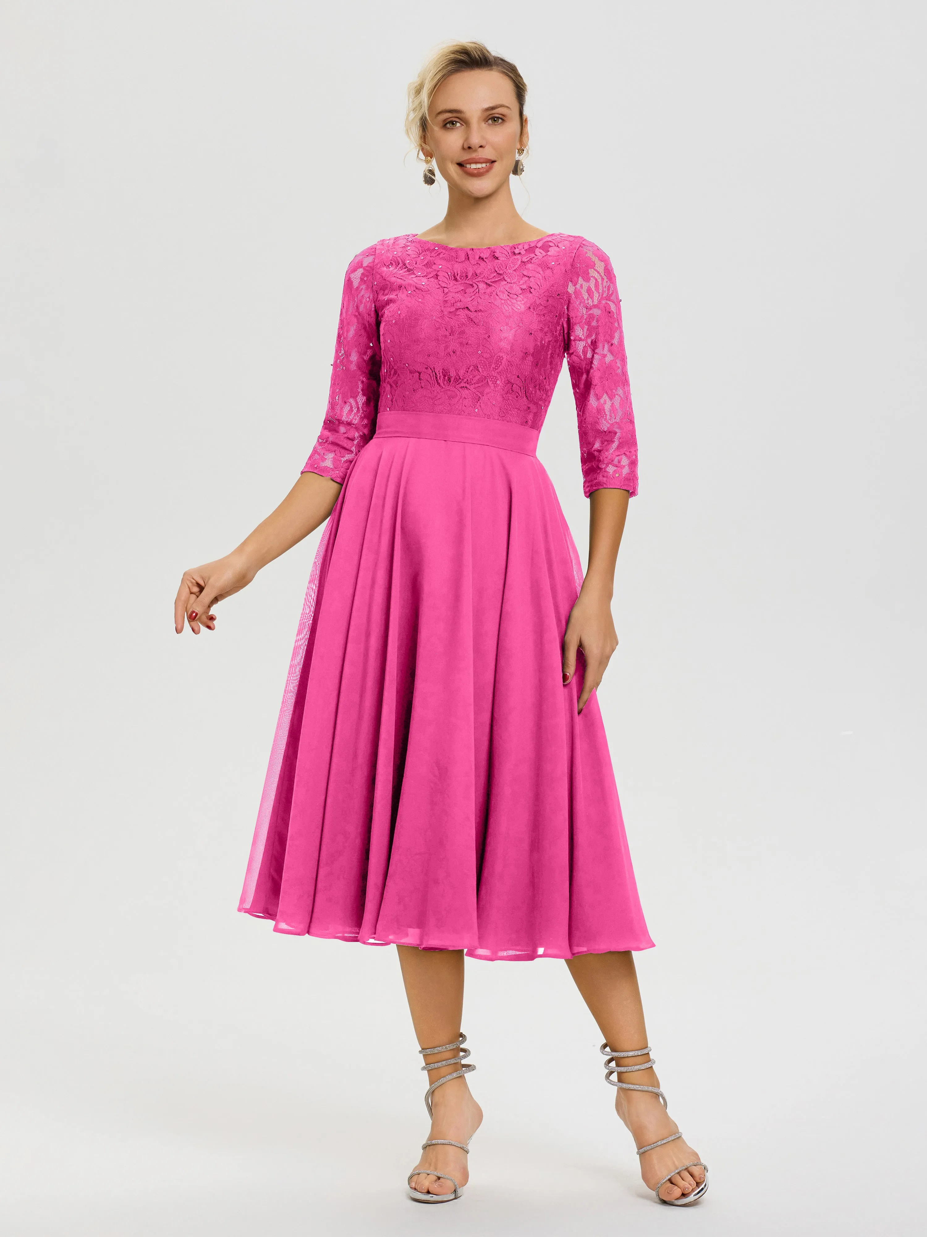 Azalea Tea Length Mother Of The Bride Dresses A Line Lace Top Tea Length Chiffon Mother Of The Bride Dresses