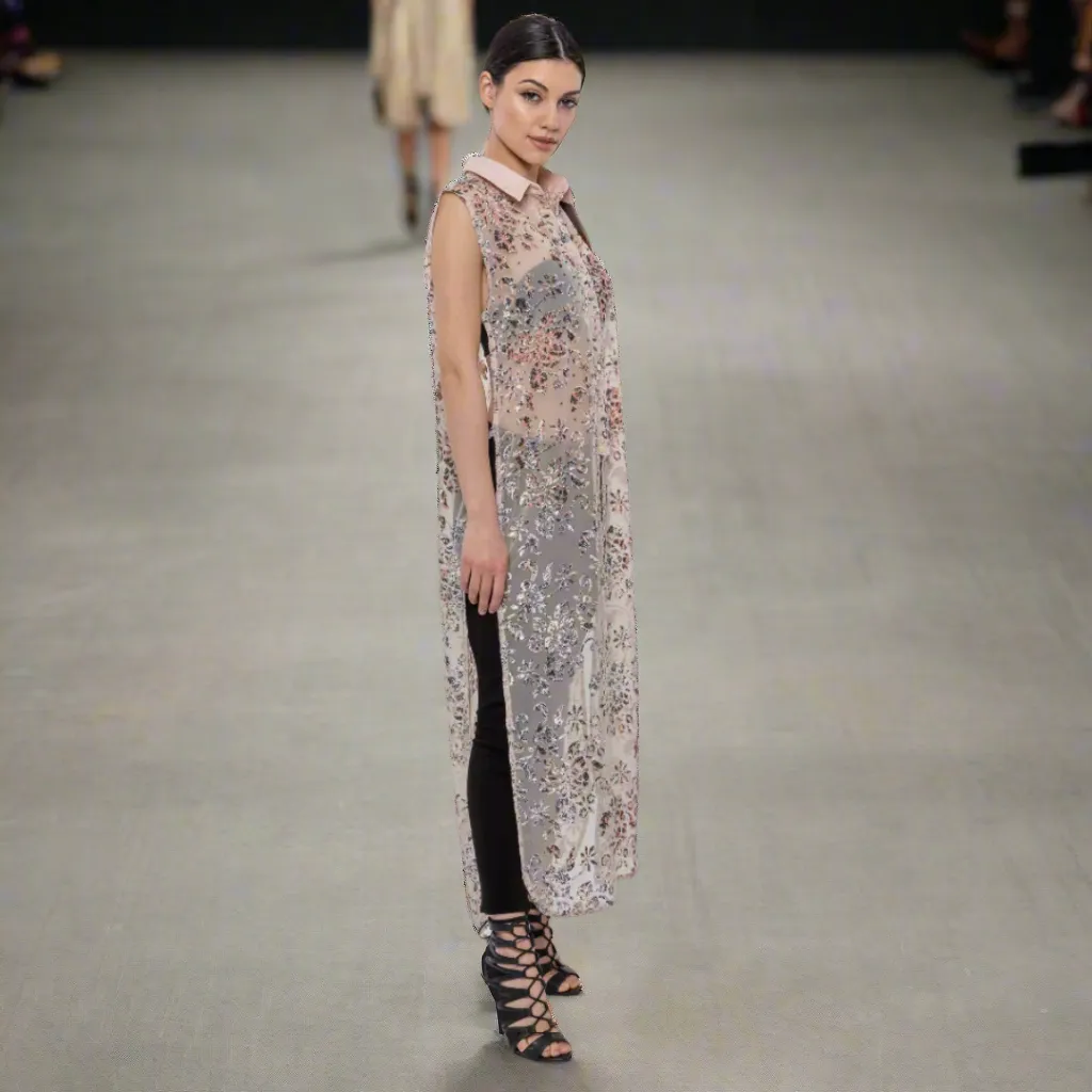 Beaded Velvet Maxi Shirt