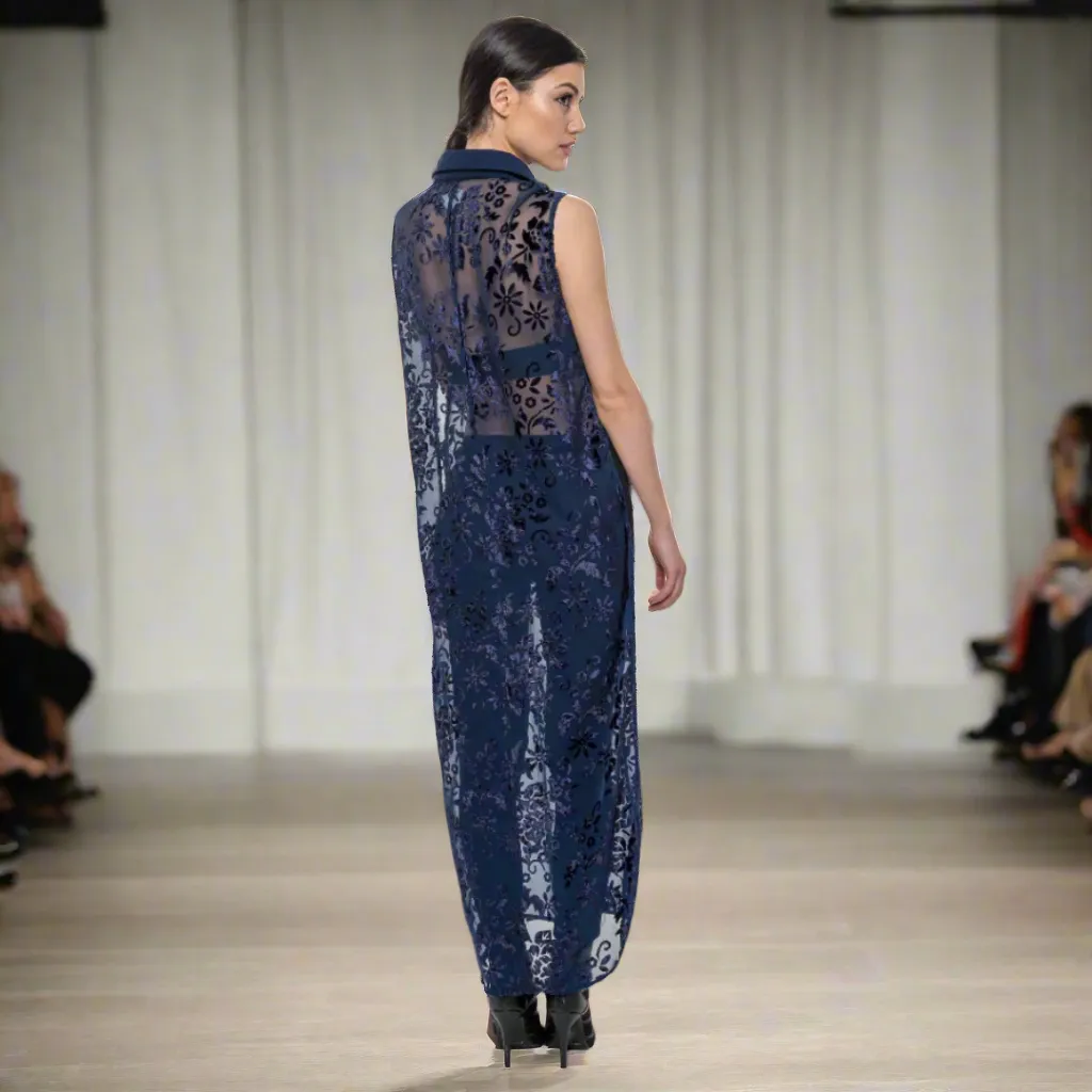 Beaded Velvet Maxi Shirt
