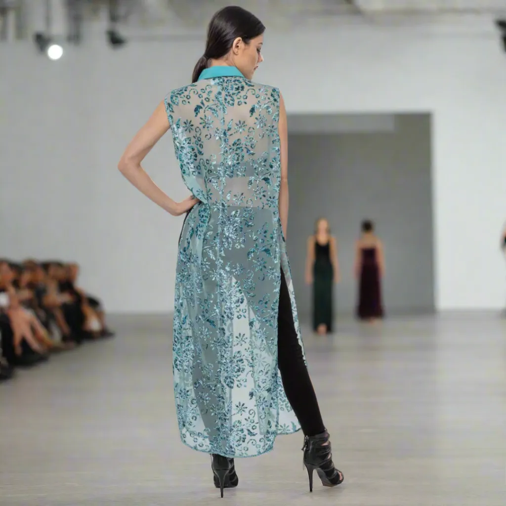 Beaded Velvet Maxi Shirt