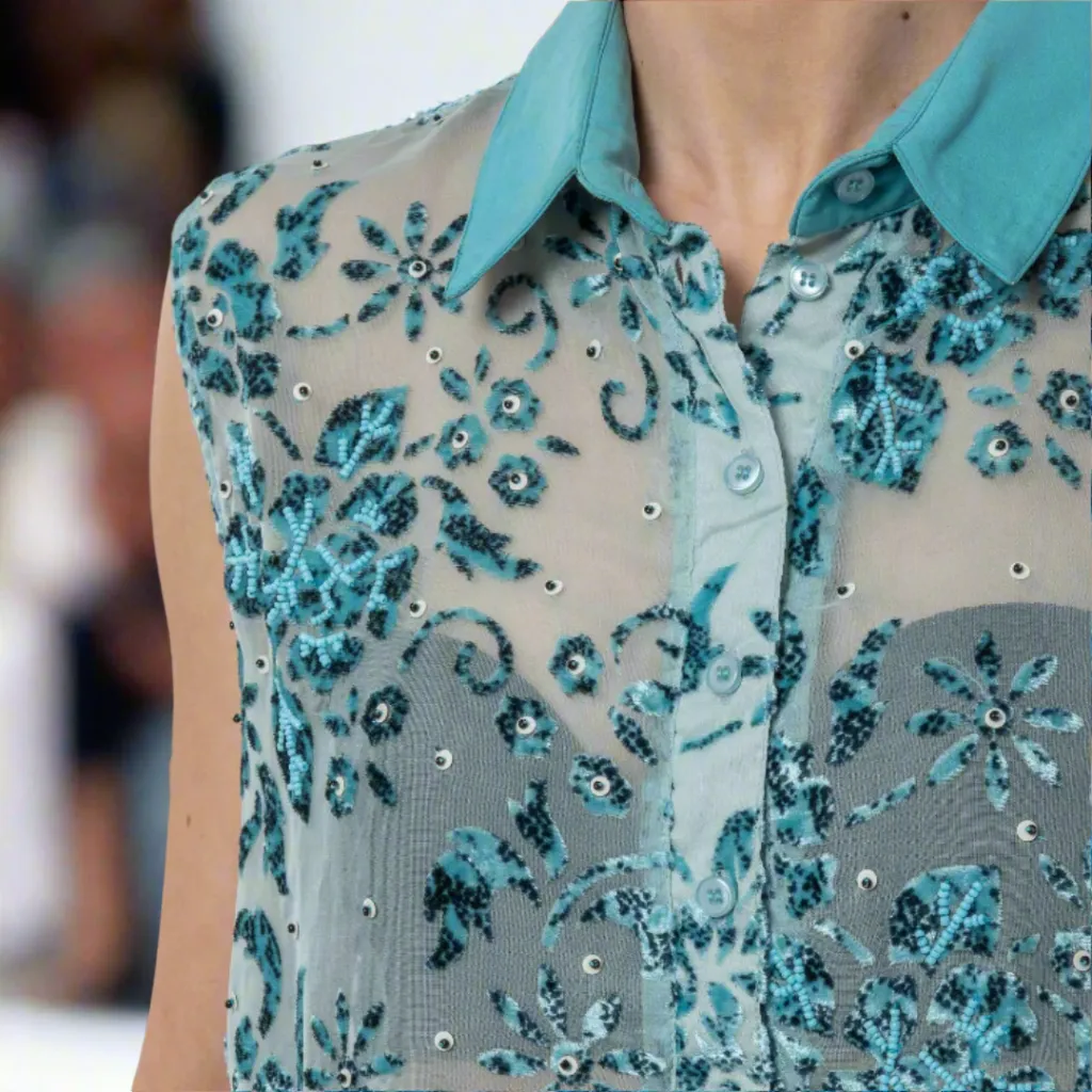 Beaded Velvet Maxi Shirt