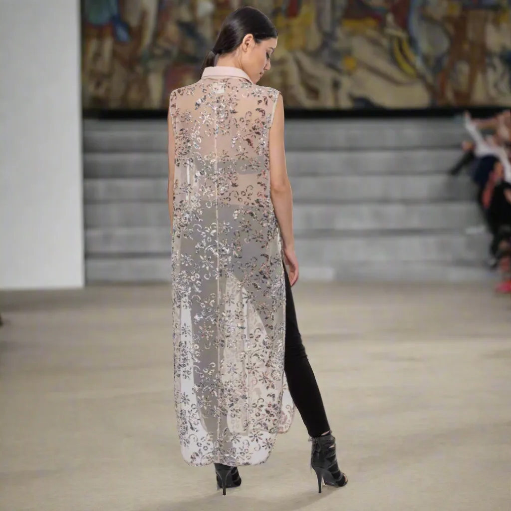 Beaded Velvet Maxi Shirt