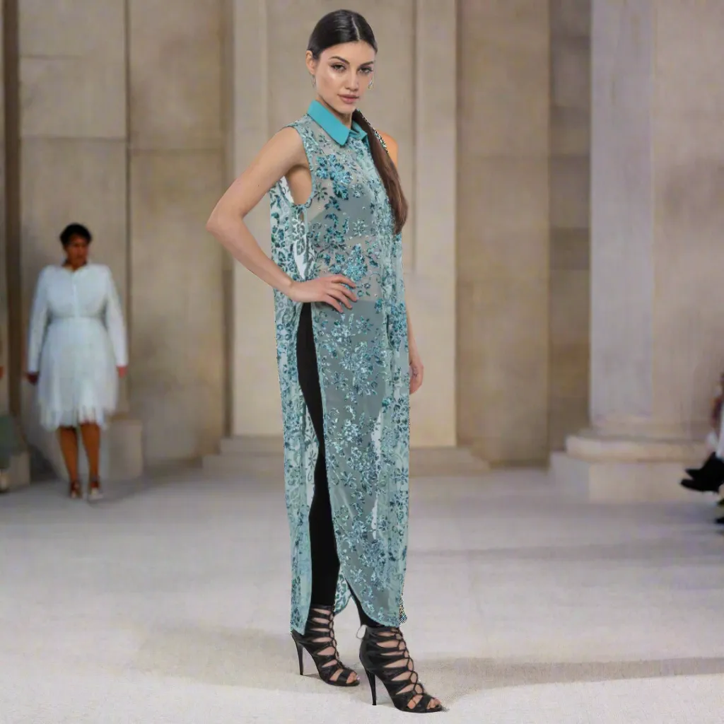 Beaded Velvet Maxi Shirt