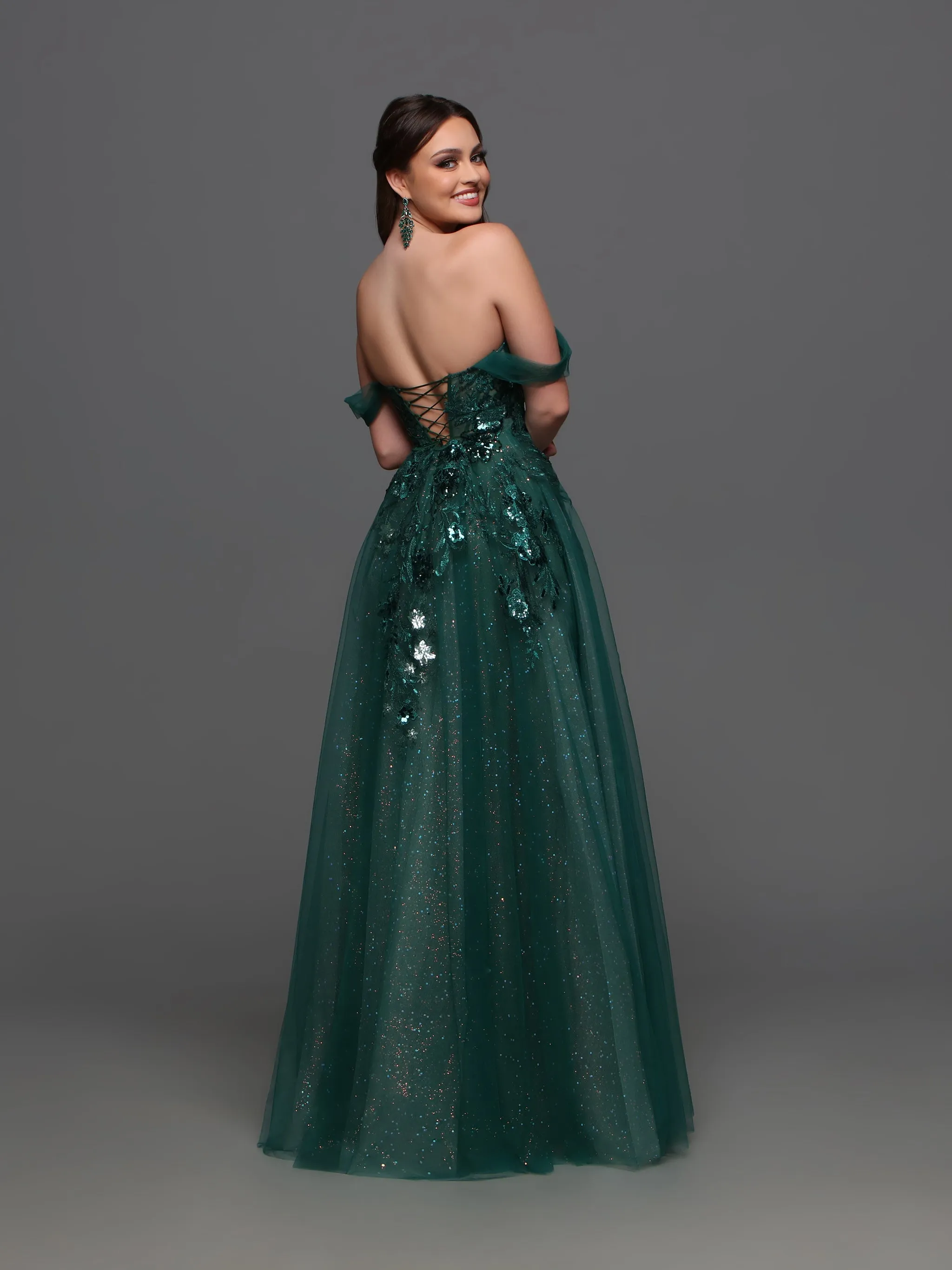 Candice Wang 72388 Size 16 Sheer Corset A Line Prom Dress Sequin Lace off the shoulder Formal