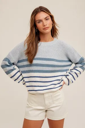 Color Block Striped Knit Sweater