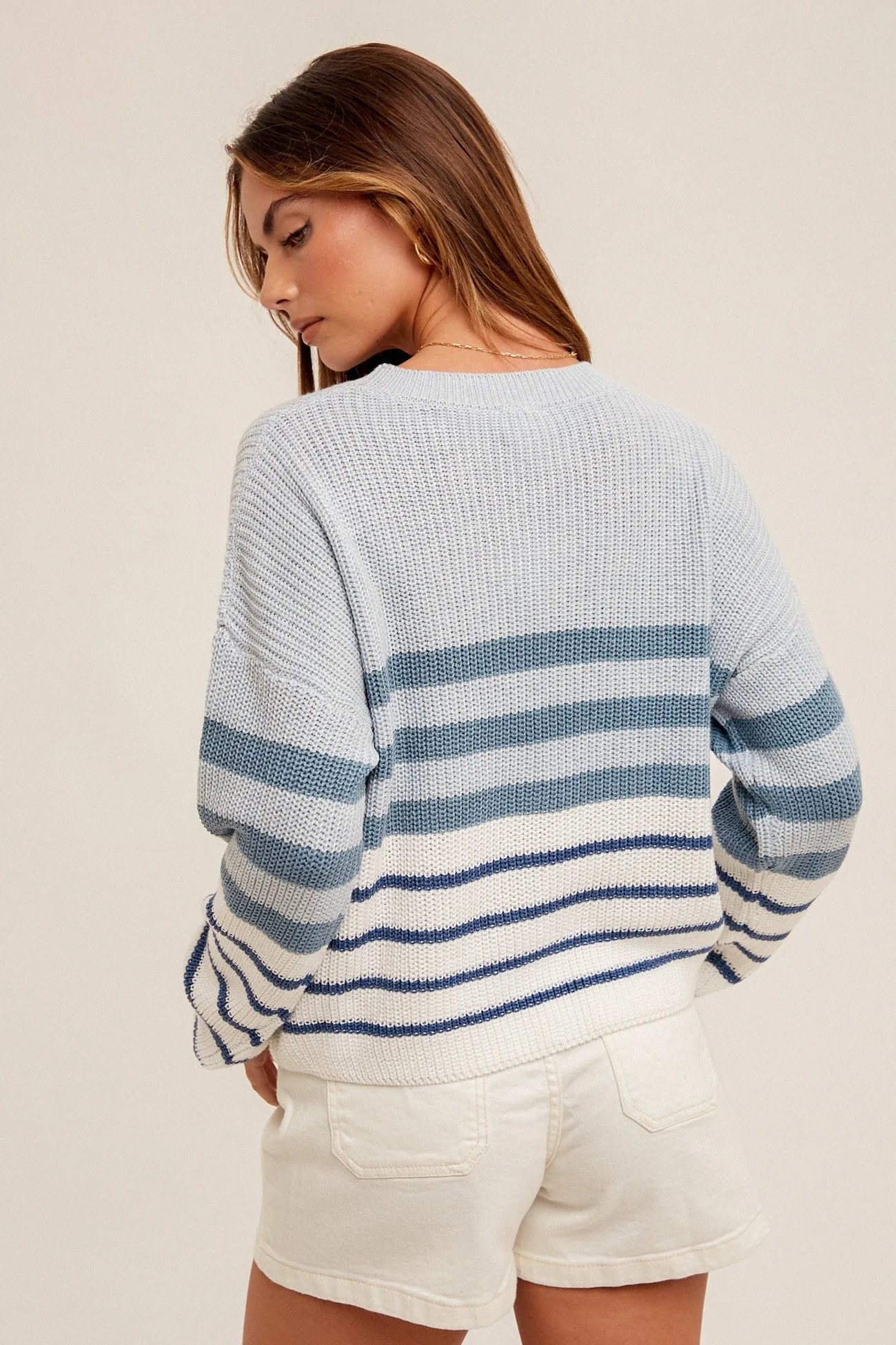 Color Block Striped Knit Sweater