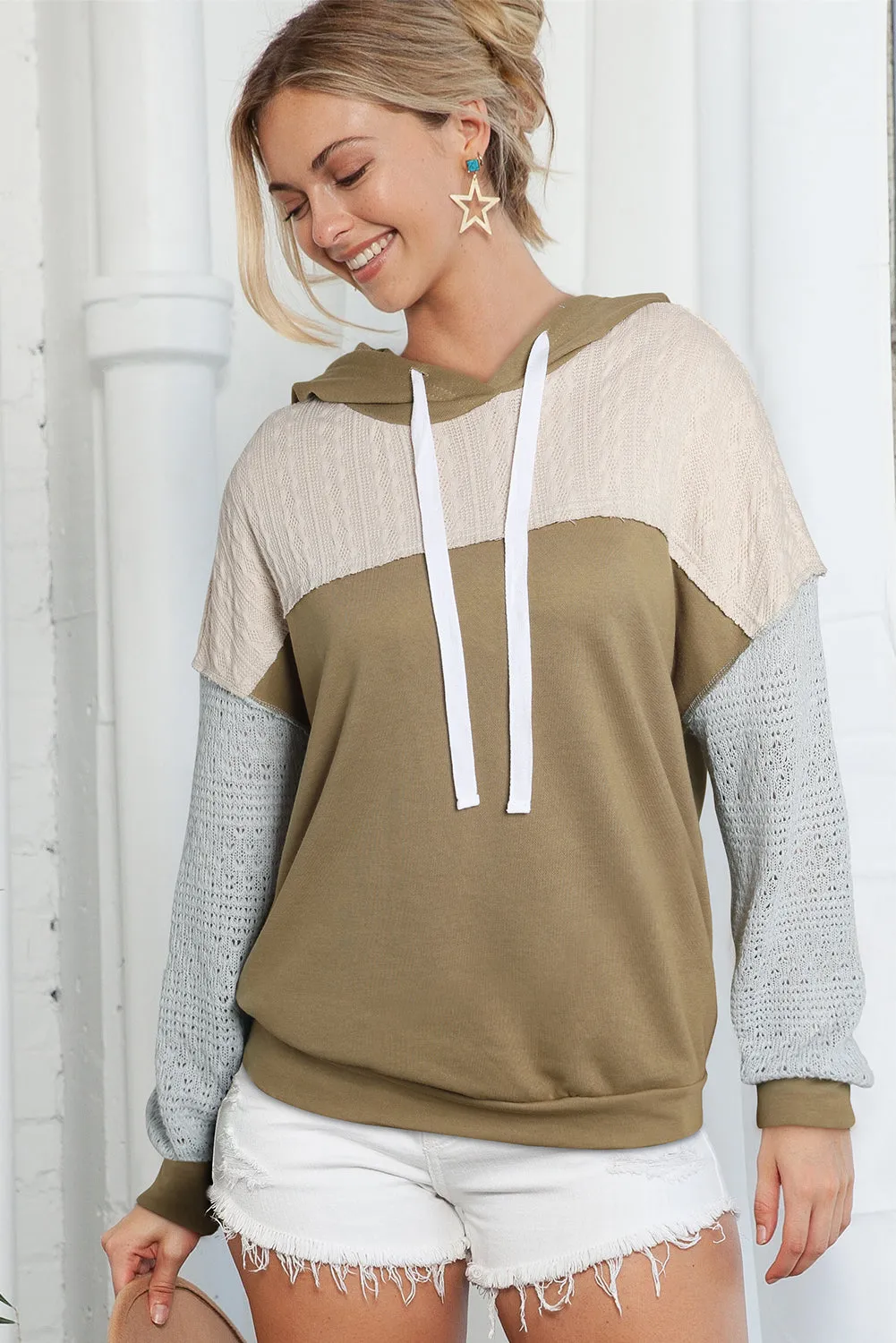 Colorblock Patchwork Pullover Hoodie