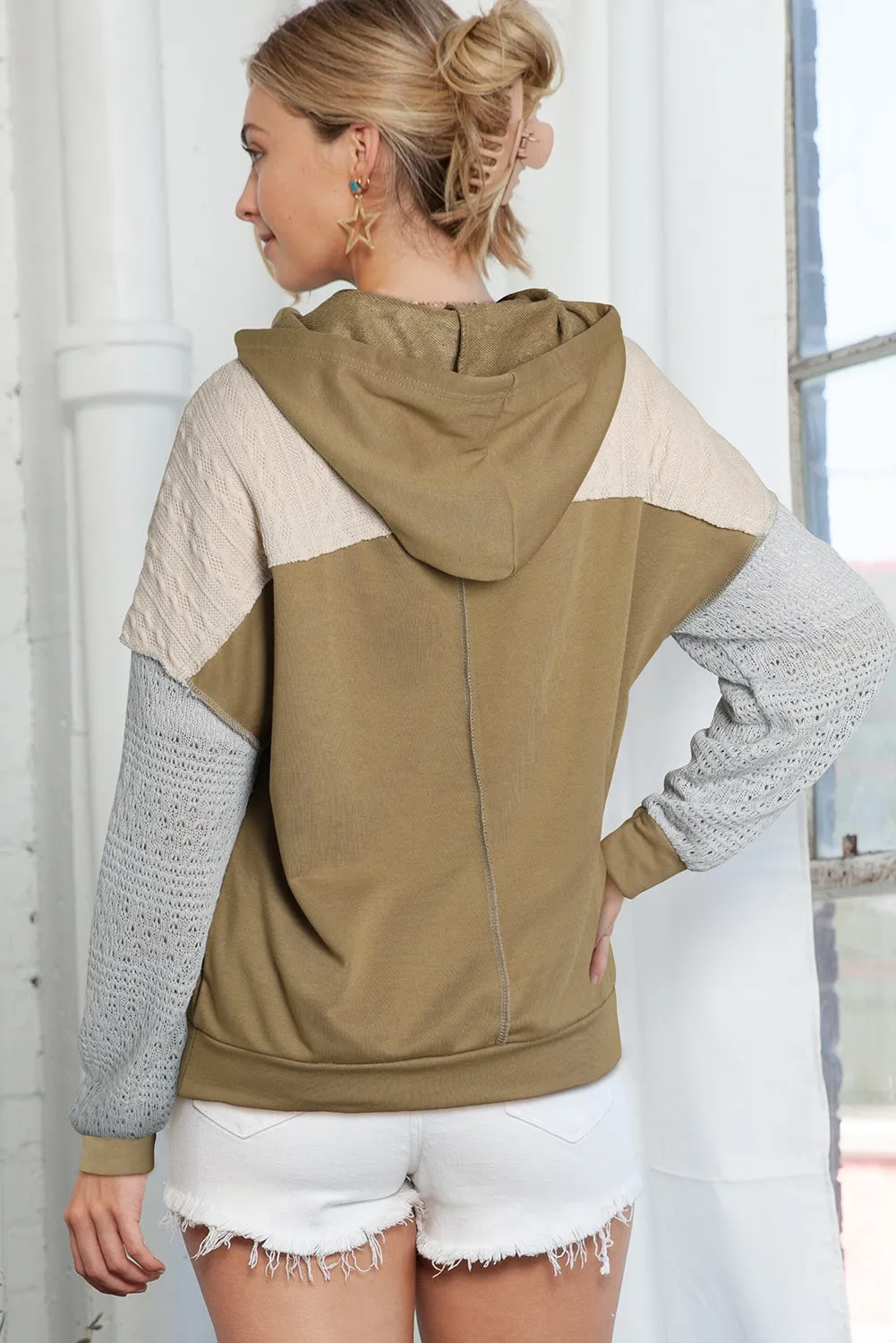 Colorblock Patchwork Pullover Hoodie