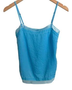 Cool Summer Mystic Blue Lace Trim Top