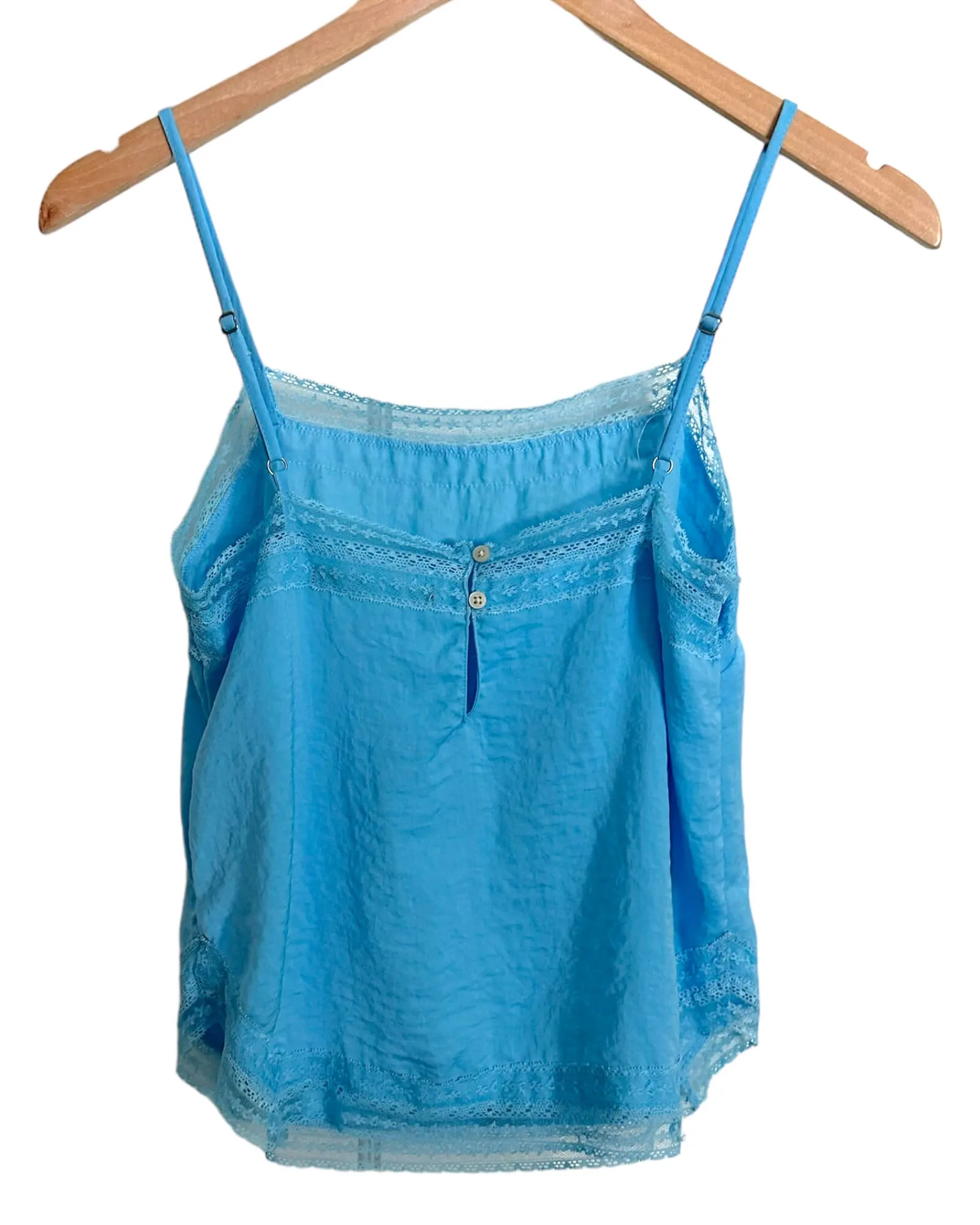 Cool Summer Mystic Blue Lace Trim Top