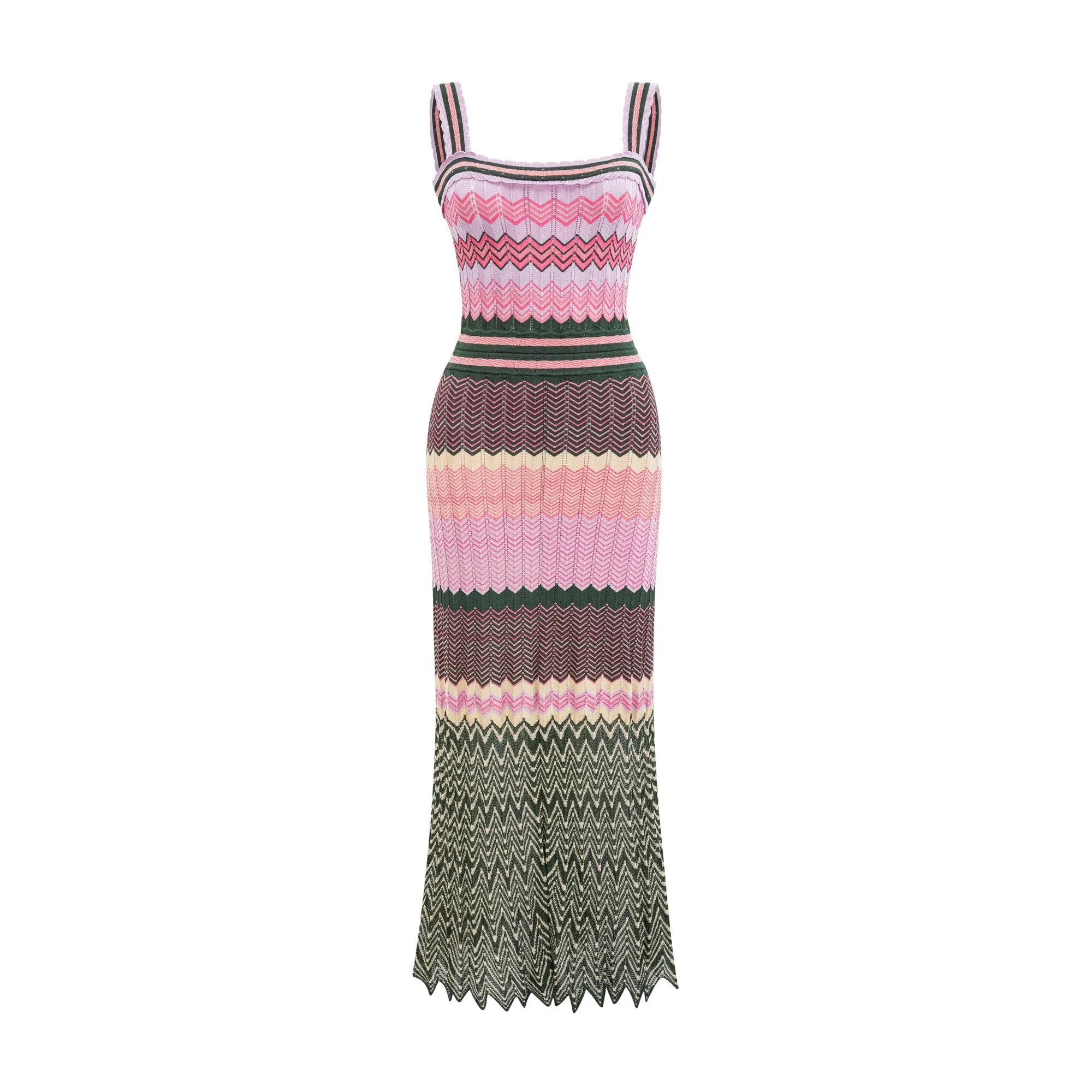 Daphn contrast-color knitted midi dress