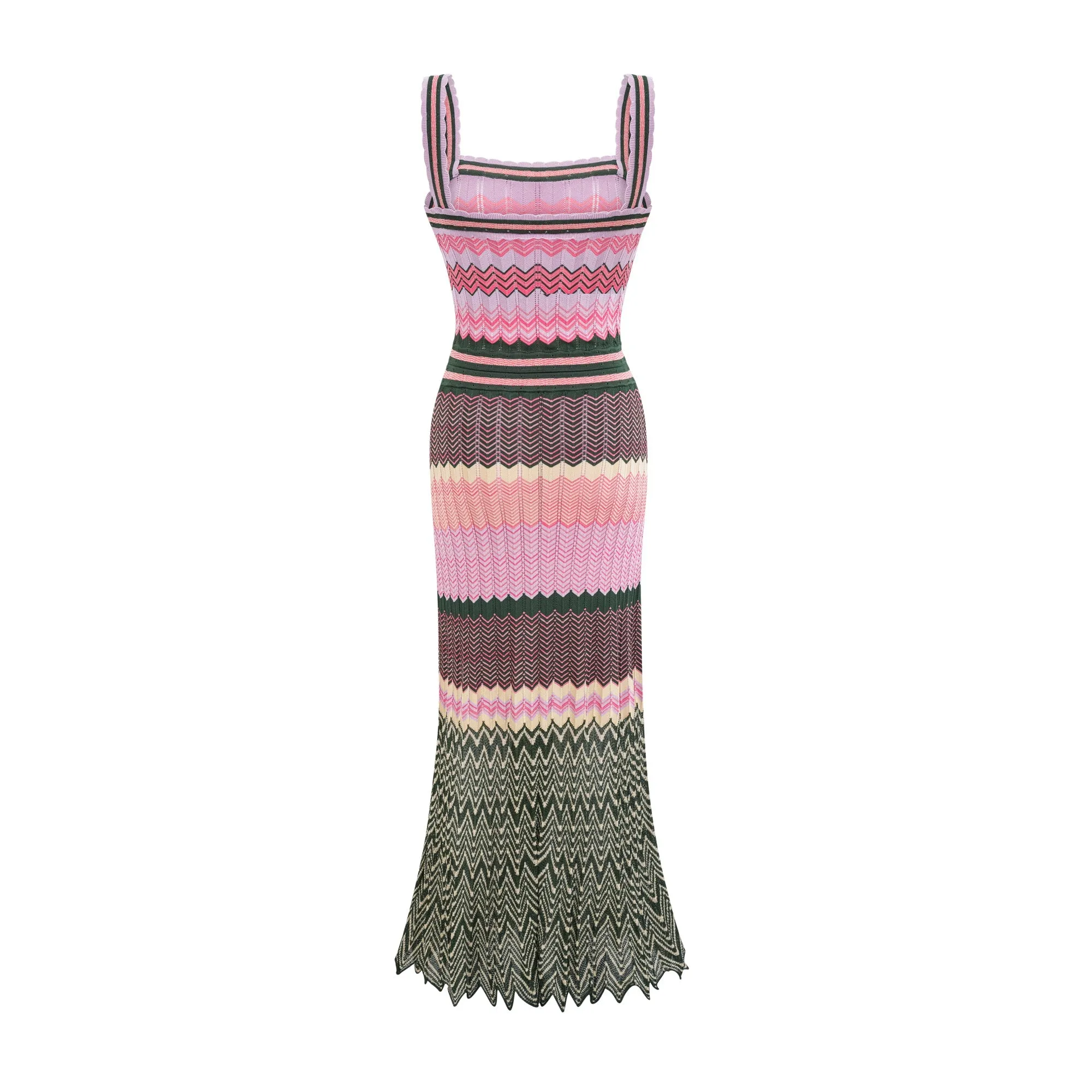 Daphn contrast-color knitted midi dress