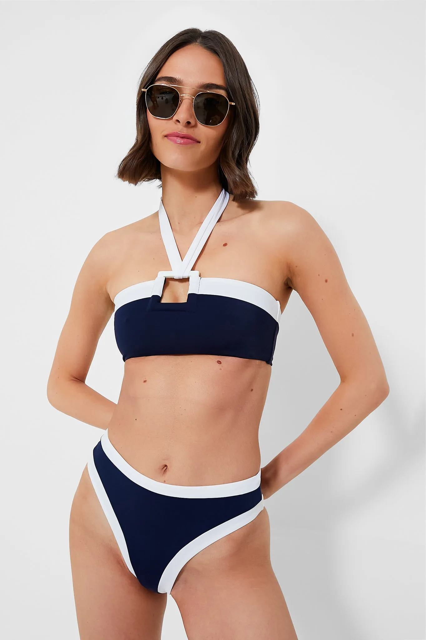 Deep Navy White Stripe Poppy Top