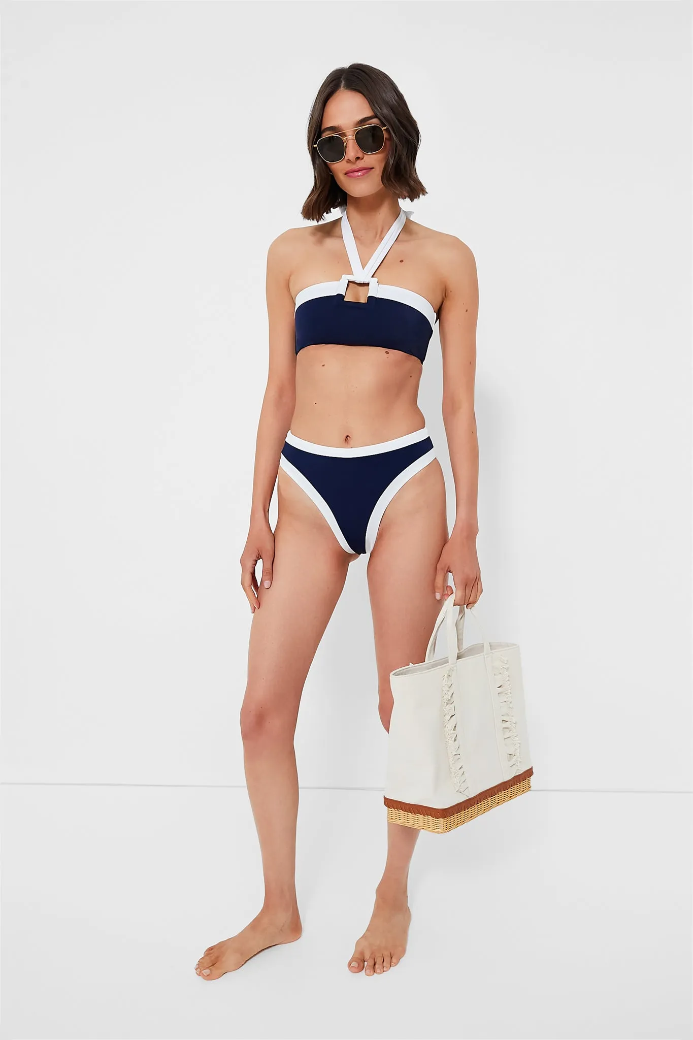 Deep Navy White Stripe Poppy Top