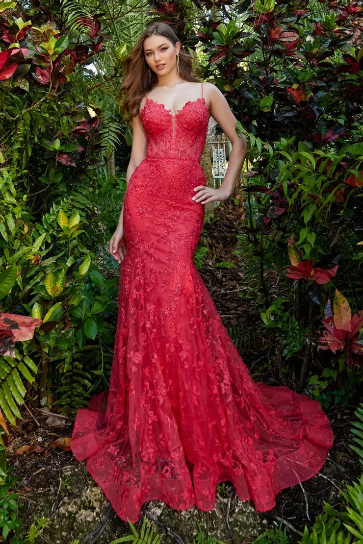 Ellie Wilde EW36008 Size 0 Sage Long Lace Mermaid Corset Prom Dress Formal Evening Gown V Neck Train