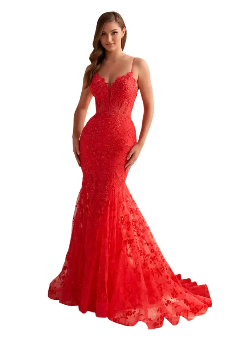 Ellie Wilde EW36008 Size 0 Sage Long Lace Mermaid Corset Prom Dress Formal Evening Gown V Neck Train