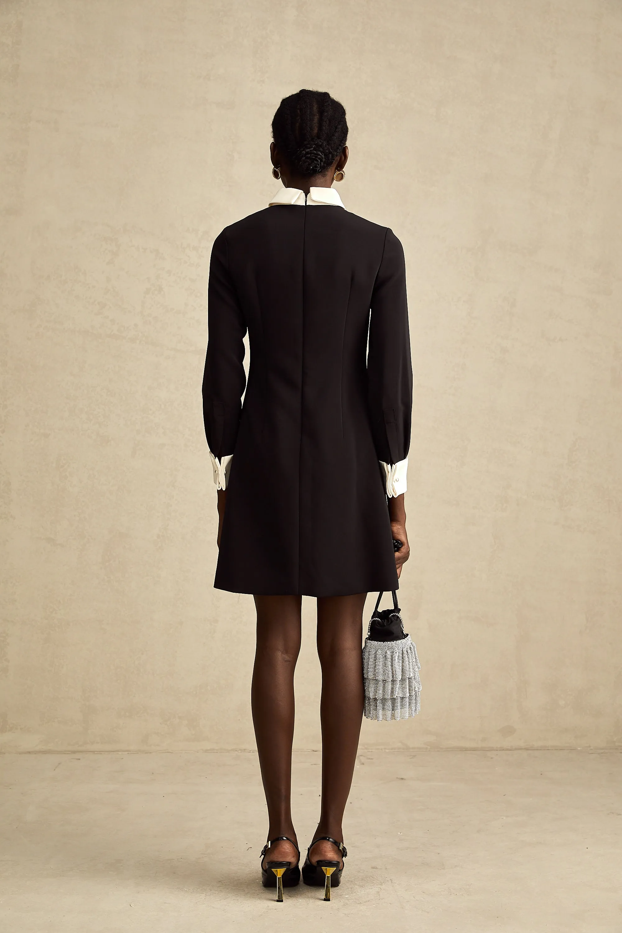 Esme contrast-color embellished mini dress