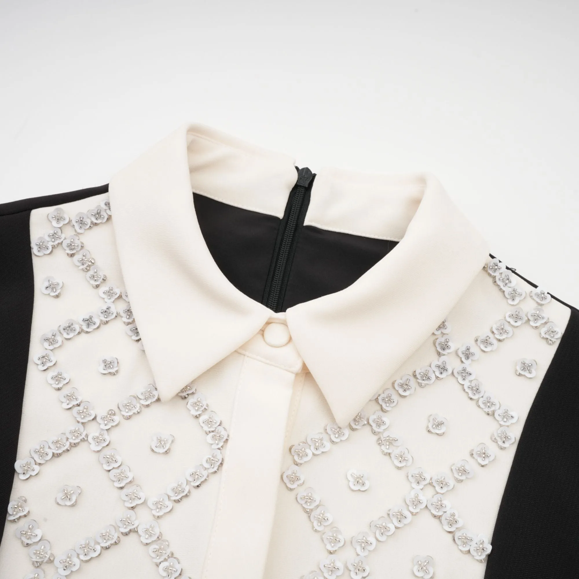 Esme contrast-color embellished mini dress