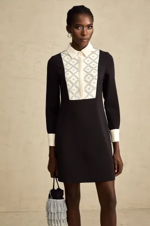 Esme contrast-color embellished mini dress