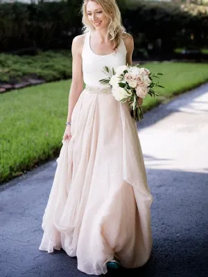 Halter Boho Rustic Modern Two Piece Wedding Dress | Affordable Unique Bridal Separates