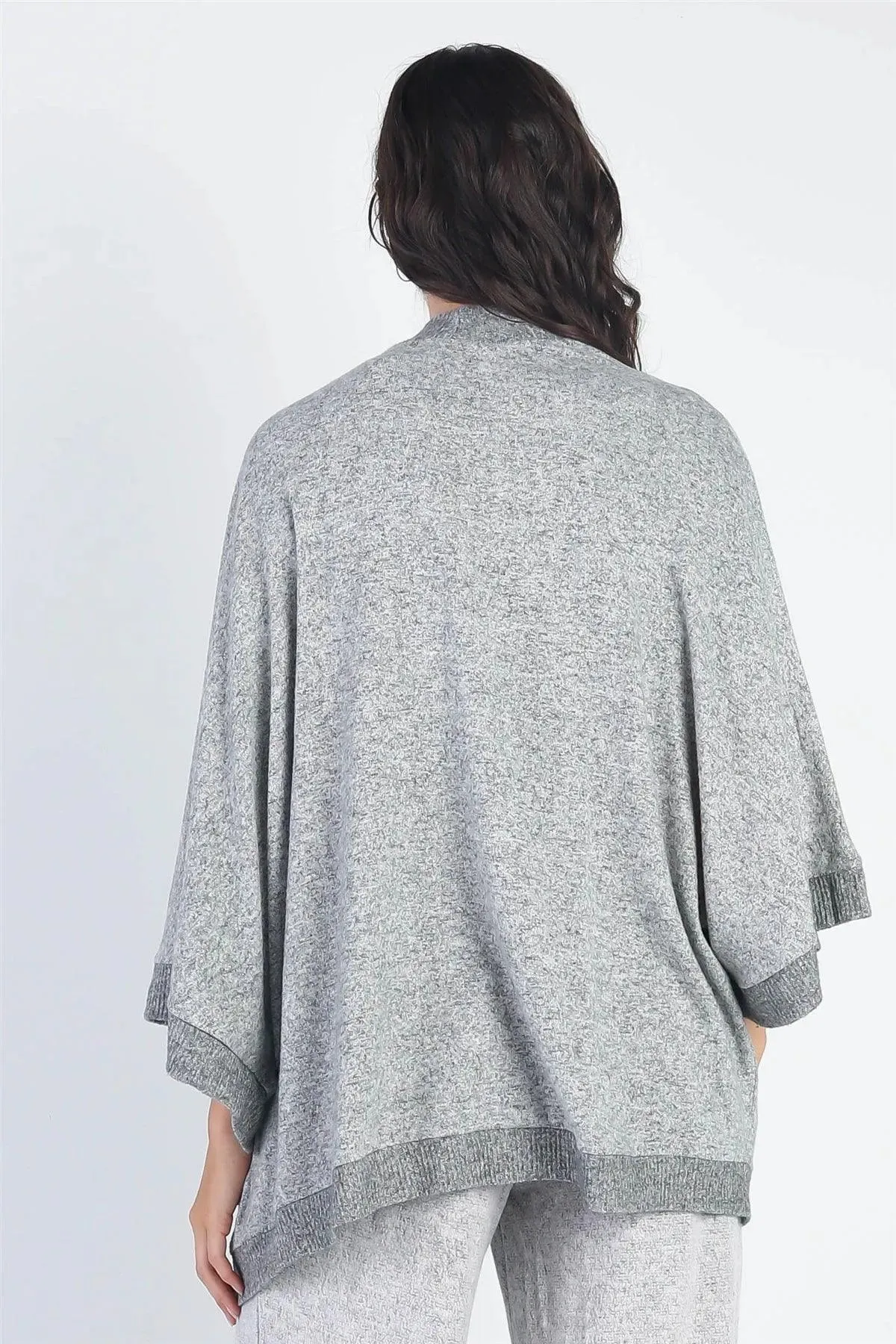 Heather Grey Open Front Kimono Style Cardigan /ONE SIZE