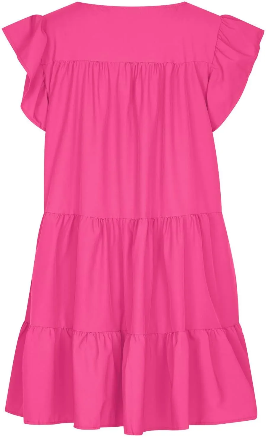 hlysgo Summer Dress for Women 2025 Casual Loose Fit Cap Sleeve Crew Neck Peplum Dresses Trendy Beach Mini Dress with Pockets