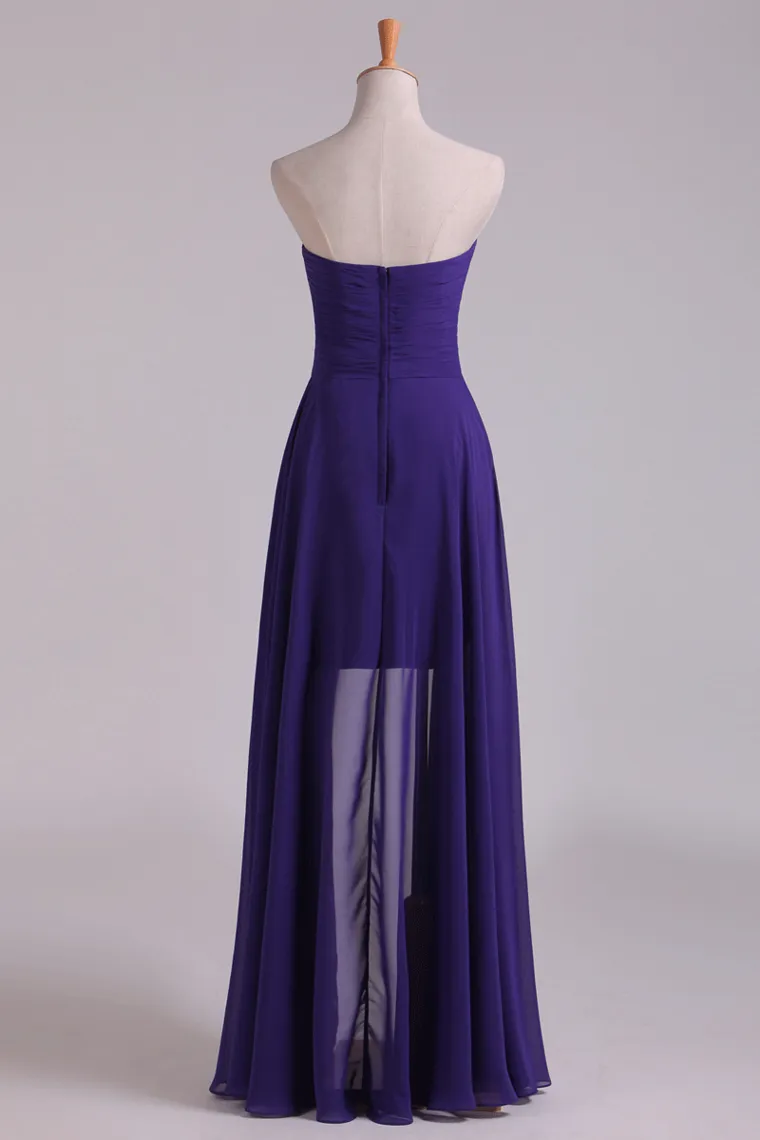 Homecoming Dresses Asymmetrical Train Sweetheart Sheath With Beading Chiffon