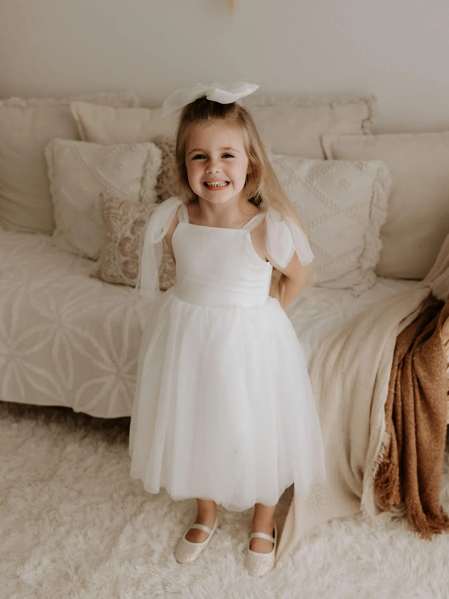 Isla dress - tea length - ivory
