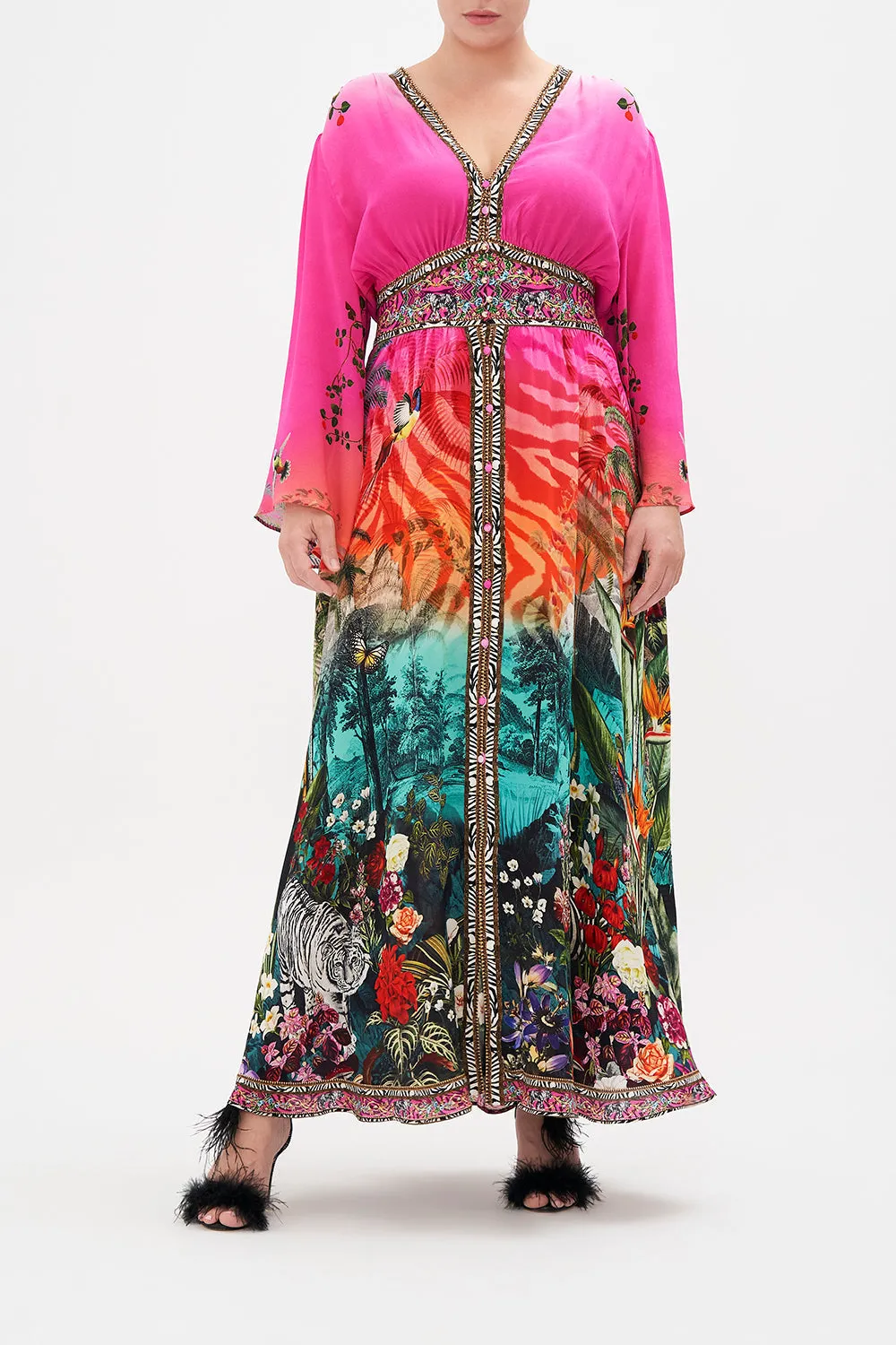 KIMONO SLEEVE DRESS WITH SHIRRING DETAIL UNTAMED RUNAWAY
