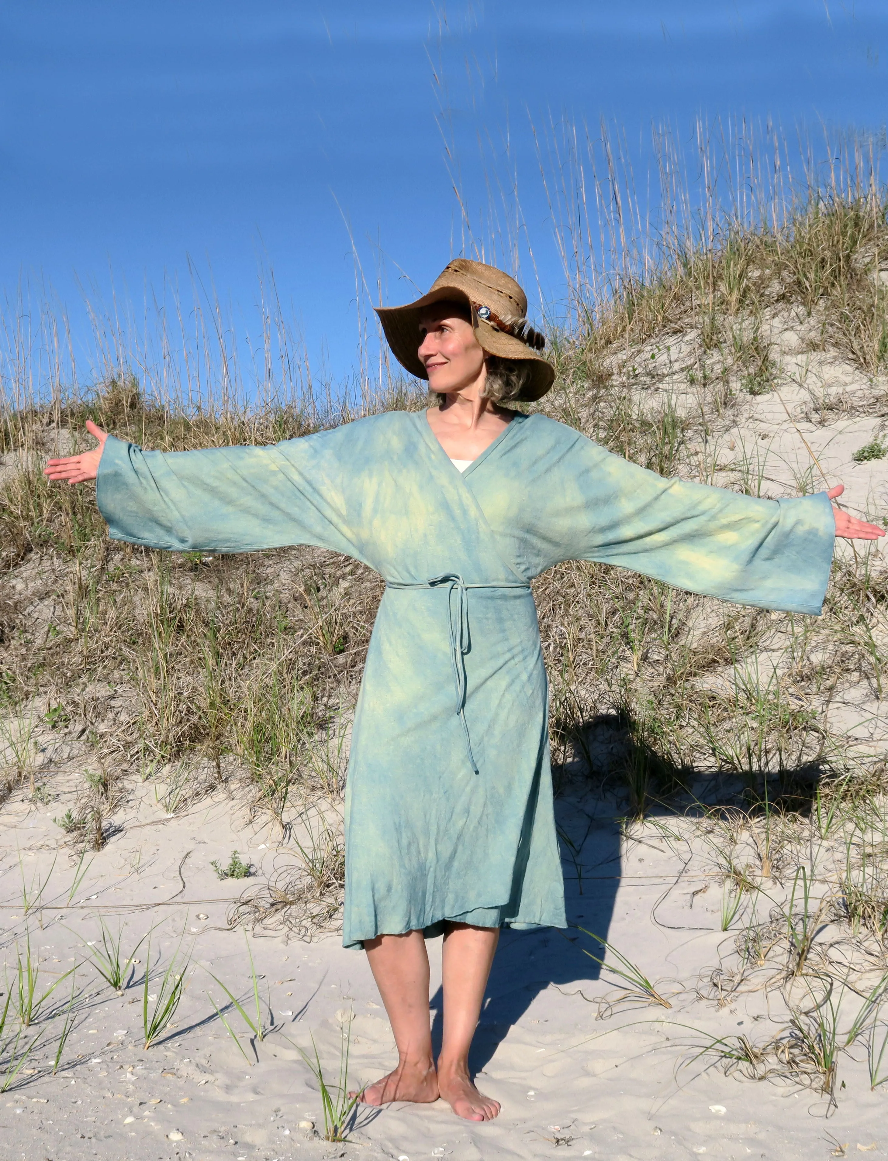 Kimono Wrap Simplicity Below Knee Dress