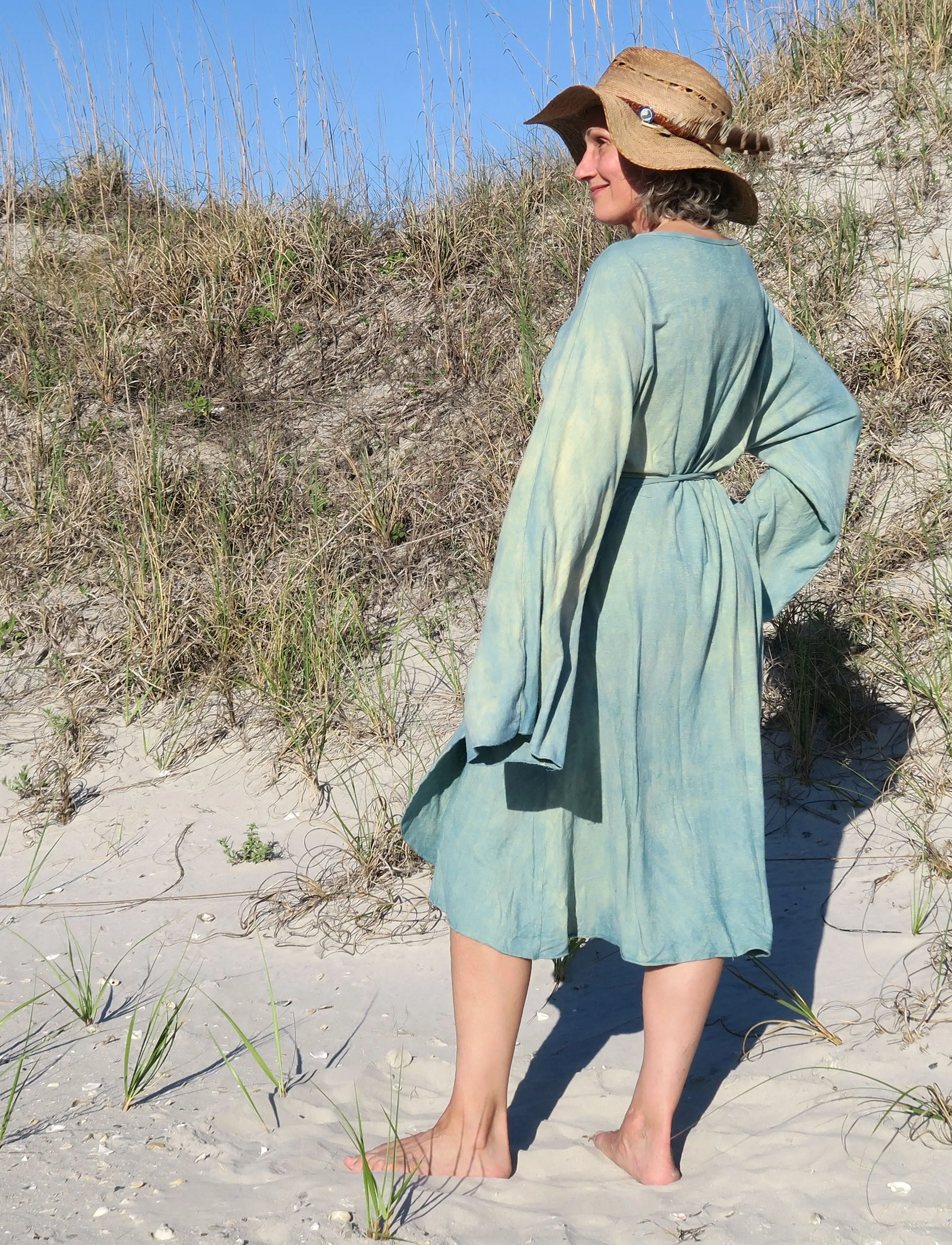 Kimono Wrap Simplicity Below Knee Dress