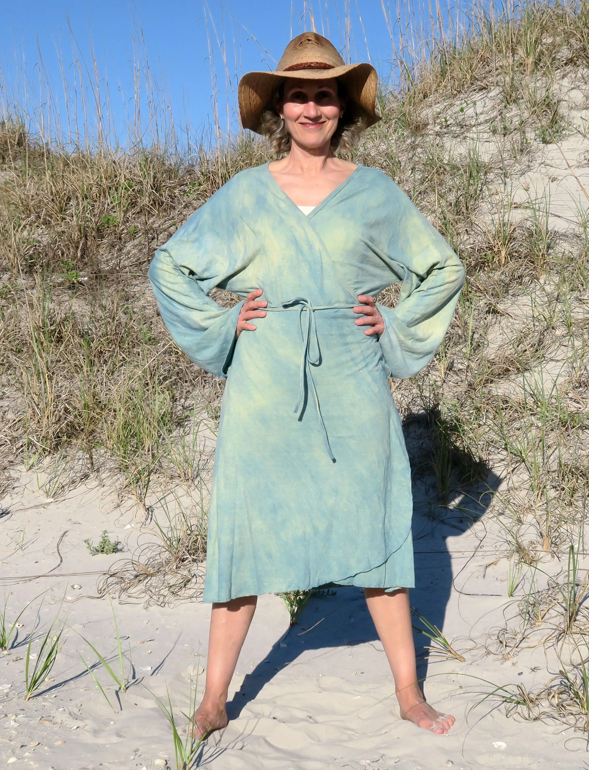 Kimono Wrap Simplicity Below Knee Dress