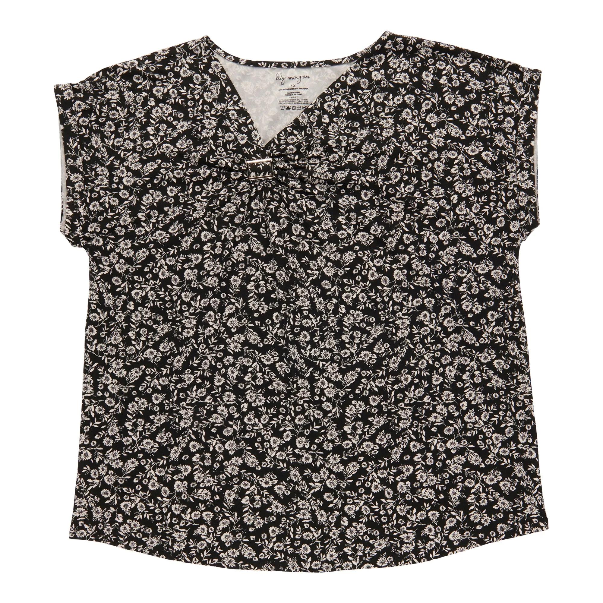 lily morgan Women's Plus Top with Hardware Detail